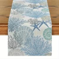 1pc Telar De Mesa Largo De Playa Tropical Para Fiestas Familiares Bodas Y Outdoor Interior Decoración De Mesa Con Agua Del Mar - details 13