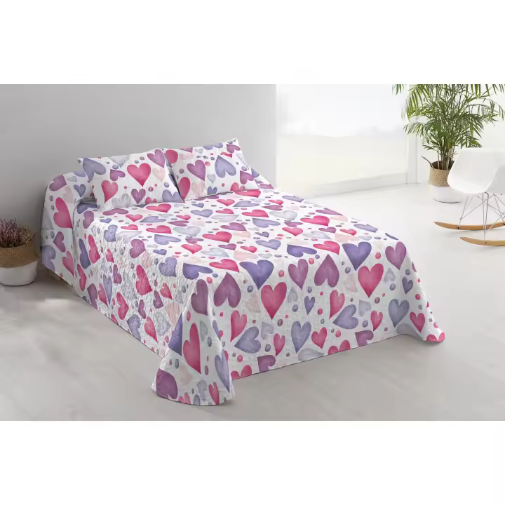 Donegal Collections - Colcha Bouti Cama Grande 180cm con Fundas de Cojin  Colcha Bouti Estampada Primavera-Verano - Acolchado Fino, Microfibra Extrasuave - Cubre Cama Multiusos - 1