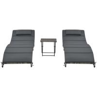 vidaXL Set de muebles de jardín plegables 3 pzas ratán sintético Sillas de Exterior Ideal para jardín, playa, piscina, terraza Tumbona Piscina Tumbonas Playa Tumbonas Jardín Exterior - details 0