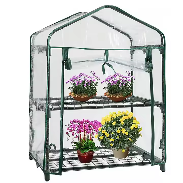 Cubierta De Invernadero Verde 100% Impermeable Para Mini Jardín Plantas Calentamiento Anti-UV Viento Sin Marco Color Verde - 1