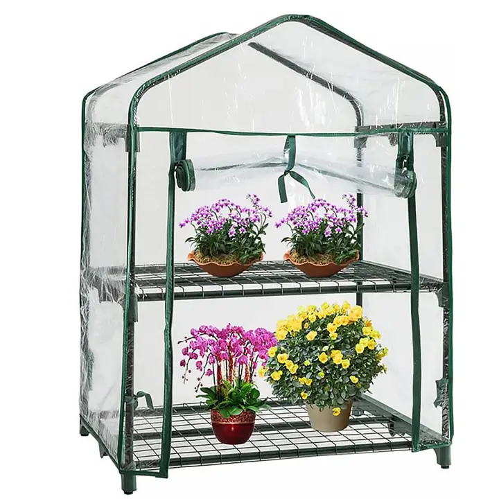 Cubierta De Invernadero Verde 100% Impermeable Para Mini Jardín Plantas Calentamiento Anti-UV Viento Sin Marco Color Verde - 1