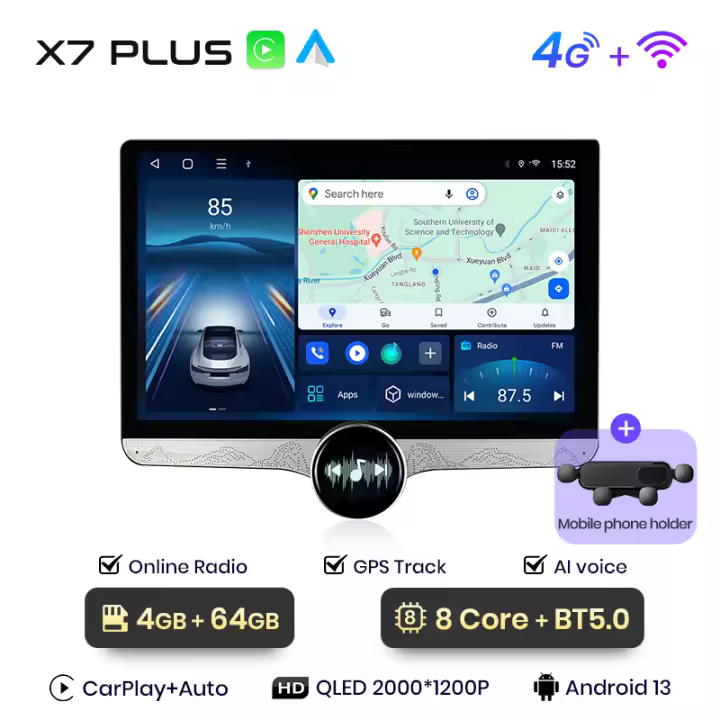 Junsun 11.5" QLED 2K Radio Android 13 CarPlay Auto para Peugeot 407 2004 2005 2006 2007 2008 2009 2010 2011 sistema multimedia inteligente con CarPlay - 1