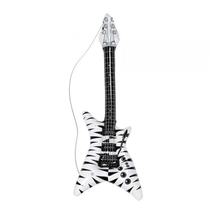Widmann Guitarra Rockstar estampado cebra hinchable de 95 cm - 1