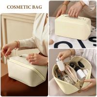 1-4 Uds Bolsa de Cosméticos de Viaje de Gran Capacidad, Bolsa de Maquillaje de PU, Bolsa de Lavado de Viaje Multifuncional y Portátil de Viaje con Asa y Cremallera, para Viajes, Baño - details 4