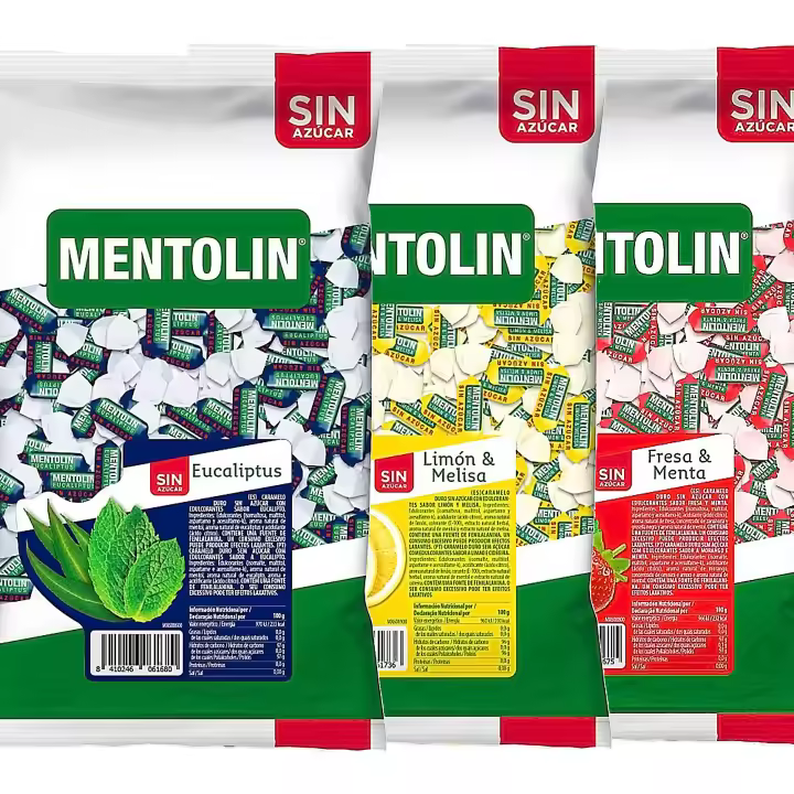 MENTOLIN PACK 3 Kg caramelos sin azúcar garganta Eucaliptus & Limón Melisa & Fresa Menta - 1