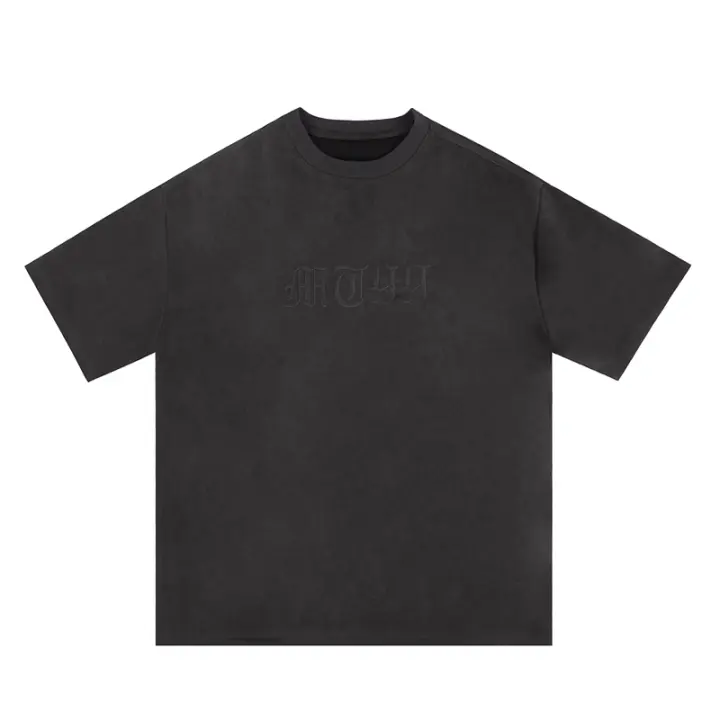Camiseta De Verano Para Hombres Y Mujeres Con Bordado De Letras Cuello Redondo De Cuero Cortado Manga Corta Estilo Casual Oversize Top Tees - 1