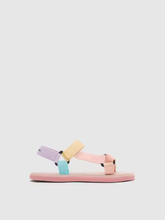 Chanclas de estilo deportivo con tiras de lona cruzadas en tonos pastel y cierres de velcro para una sujeción más cómoda INSIDE - 1