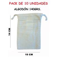 Siglo21publicidad PACK DE 10 BOLSAS DE ALGODON NATURAL, TAMAÑO 10x14cm, CIERRE CON CORDONES DE ALGODON - Organizador de Pertenencias - details 0