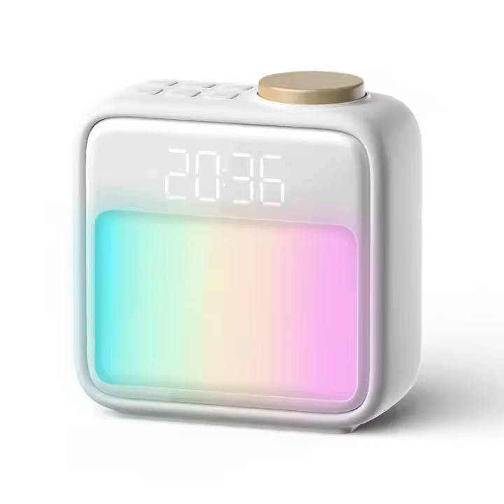 Blanco, alarmas Duales y Snooze, para durmientes pesos, Gift Reloj despertador de badería incorporado para dormitorios, 6 Escenas y sinconización de ruido - 1