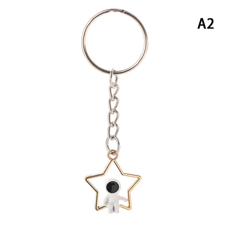 Llavero Creativo Estrella Luna Astronauta Pareja Diseño Romántico Lindo Colgante Para Mochila Metal Zinc Aliado Para Amantes - 1