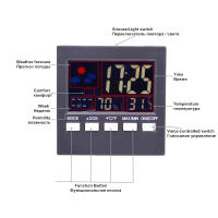 Estación Meteorológica Multifuncional Con Reloj Termómetro Higrómetro Calendario Pantalla LCD Digital Medidor De Temperatura Y Humedad Para Interior - details 2