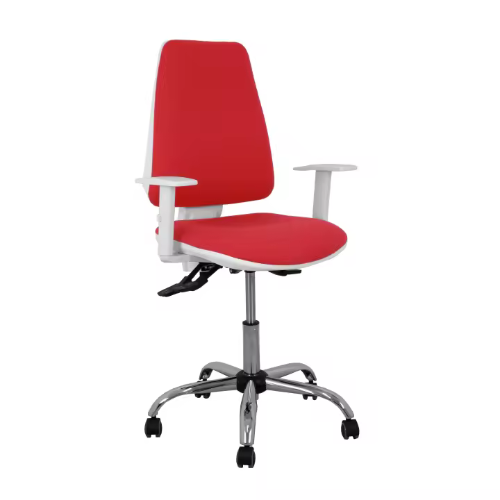 Silla Elche blanca asincro bali rojo brazos regulables ruedas de parqué - 1