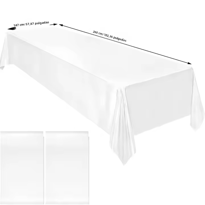 Mantel De Seda Satinada Rectangular Para Bodas Y Banquetes 2 Paquetes Cubierta De Mesa Suave Y Brillante Decoración De Mesa Clásica - 1