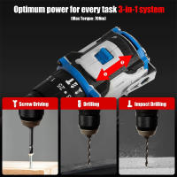 21V 70n. M Taladro de impacto inalámbrico sin cepillo 2 velocidades de destornillador eléctrico con 2 piezas de batería - details 4