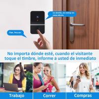 Timbre Inalámbrico con Cámara, Videoportero WiFi Ring Doorbell WiFi 480P Almacenamiento en Nube Timbre Inteligente con Visión Nocturna, Audio Bidireccional (Negro) - details 1