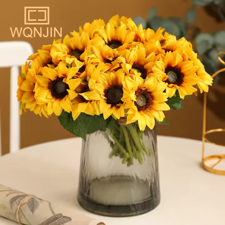 6Pcs/Lot Flores Artificiales De Seda Girasoles Para Decoración De Hogar Bodas Y Jardines Regalo De Boda Decoración De Habitaciones - 1