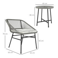 Conjunto de muebles de Jardín, muebles de salón de Balcón al Aire Libre, asientos 2, Juego de 3 piezas With 2 Sillas, Mesa Auxiliar, Weather-Resistant Jardín tumbonas de Jardín, Terraza Balcón - details 6