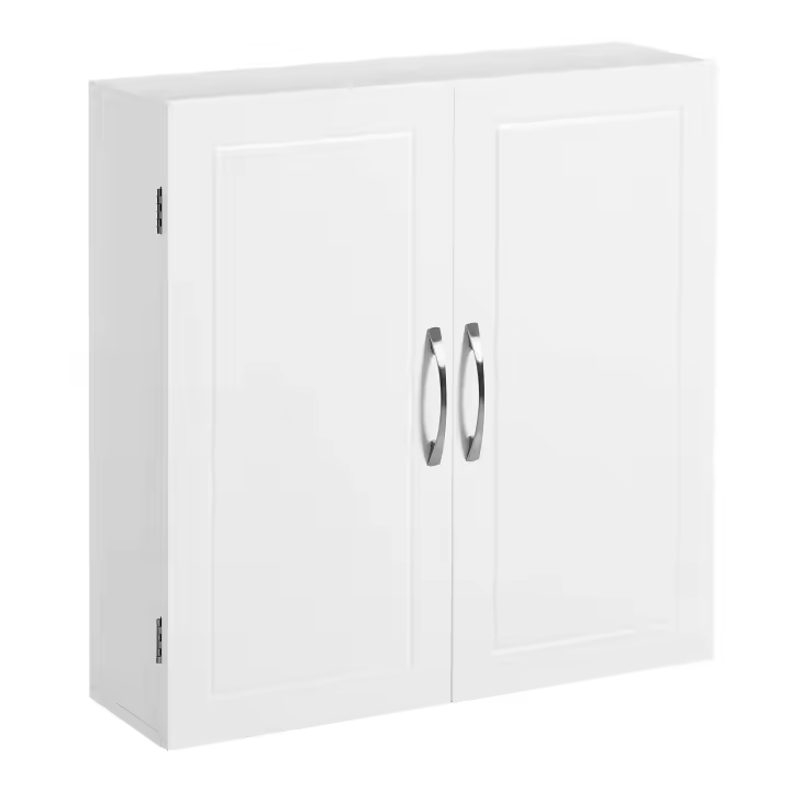 Armario de pared blanco mate para baño estilo escandinavo, con 2 puertas y estantes ajustables - 60x18x60 cm - 1