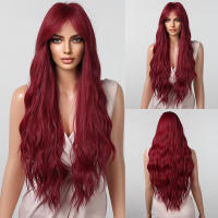 Peluca Sintética GEMMA Larga Ombre Marrón Vino Rojo Con Franja Rizado Resistente a Altas Temperaturas Pelo Falso Natural Para Mujeres Cosplay 26+ Pulgadas Densidad 130% Capa Promedio - details 8
