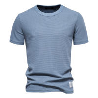 Camiseta De Punto De Palanca Para Hombre AIOPESON Color Sólido Casual Cuidado Facilidad Verano Moda Tops De Calidad Breathable Ligera O-Neck Sin Capucha - details 4