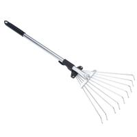 Rake De Jardín Telescópico De Acero Inoxidable Con 9 Dientes Cepillo De Hojas Para Colección De Restos En El Jardín Y Aseo Doméstico Herramienta De Mano - details 5