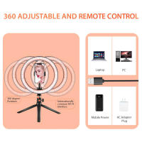 Anillo De Luz LED Para Selfie 10 Pulgadas Con Soporte De Teléfono Y Trípode Luz Redonda Ajustable Para Maquillaje Y Fotografía - details 12