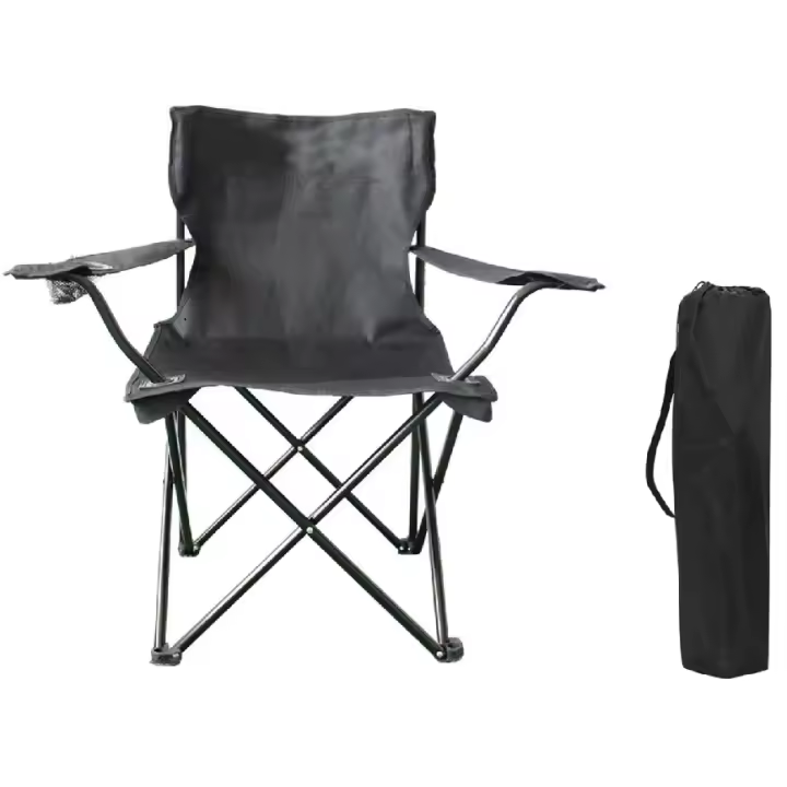 Silla plegable camping silla pesca playa acampada exterior con reposabrazos portavasos de malla blosa lateral resistente 50x50x80c - 1