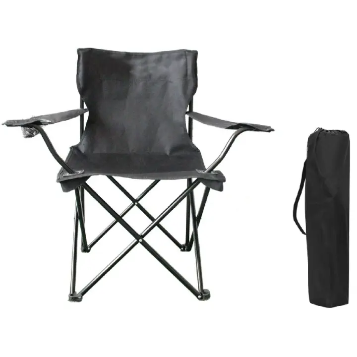 Silla plegable camping silla pesca playa acampada exterior con reposabrazos portavasos de malla blosa lateral resistente 50x50x80c - 1