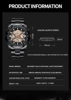 Reloj De Cuarzo Para Hombre 2025 Marca Top Lujo Acero Inoxidable Impermeable Con Agujeros Huecos Azul Grande Relogio Masculino De Moda Y Casual - details 7
