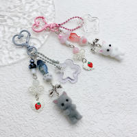 Llavero De Gato Lindo Con Estrella Y Patas De Cinco Puntos Lanyard Antipérdida Para Móvil Y Auriculares Colgante Para Mujer - details 3