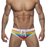 Bragas De Natación Para Hombre En Blanco Con Estampado De Bandas Sport Y Playa Moda Verano Material Poliéster Y Spandex - details 2