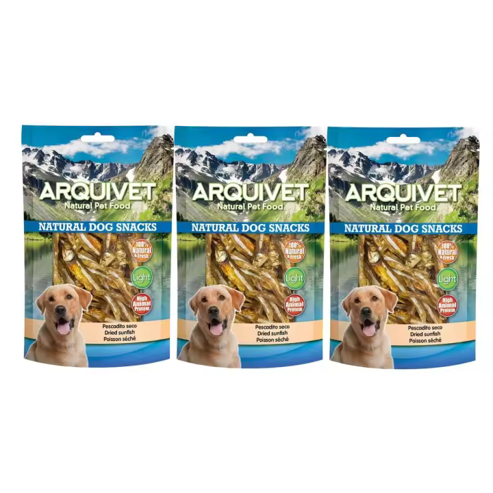 Pack de 3 bolsas - Arquivet Snack Natural para Perros de Pescadito Seco 100 gr - 1