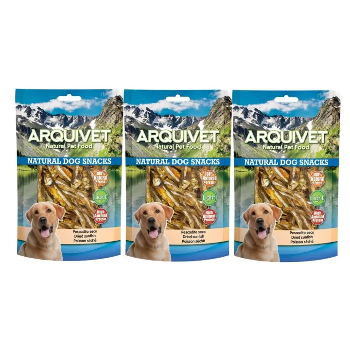 Pack de 3 bolsas - Arquivet Snack Natural para Perros de Pescadito Seco 100 gr - 1