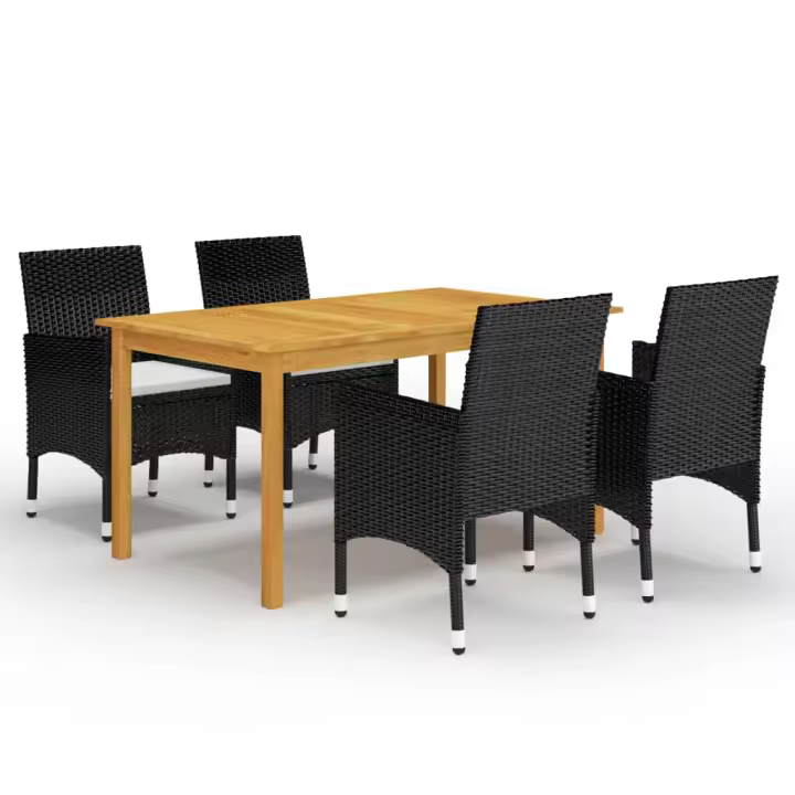 vidaXL Juego de comedor para jardín de 5 piezas negro - 1