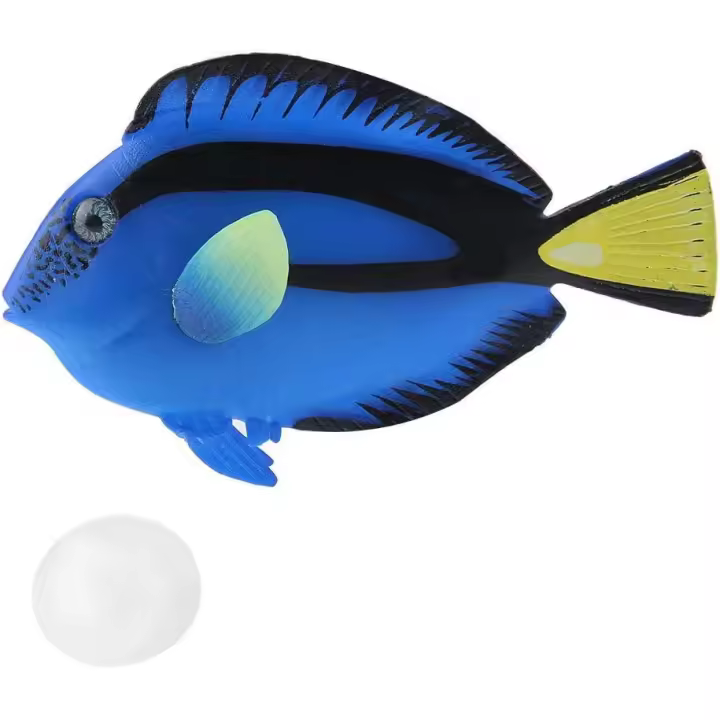 Peces Artificiales de Acuario, Peces tropicales flotantes, divertidos y luminosos, de silicona, realistas y en movimiento, Adornos decorativos, color Azul. - 1