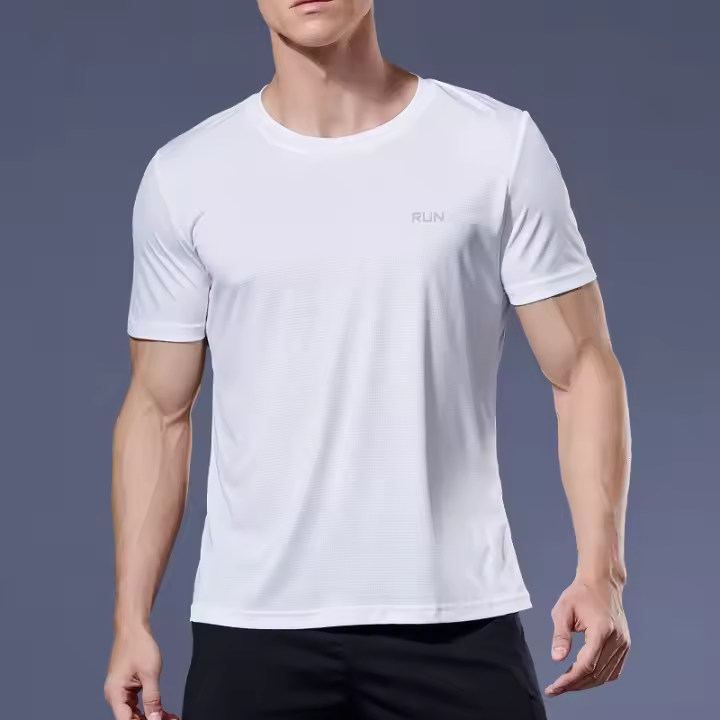 Camiseta Deportiva Para Hombres De Alta Calidad Color Sólido Transpirable Secado Rápido Mangas Cortas Adecuada Para Deporte Al Aire Libre Fitness Ocio - 1
