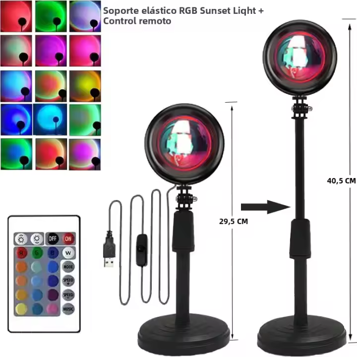 Lámpara De Ambiente Arcoíris Proyector De Puesta De Sol Luz De Noche Para Decoración De Habitación Y Pared Estilo Tiktok - 1