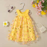 Vestido De Princesa Sin Mangas Para Bebés Niñas Con Flores En Malla Para El Verano 0-3 Años Vestido Lindo Y Cutes Para Niñas - details 2