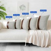 Pack de 2 Fundas de Cojín con Relleno - Almohadas Decorativas de Algodón y Lino con Rayas y Cuero Imitación - Ideal para Sofá, Salón o Dormitorio - 30x50cm - Marca REINO MANSIDI - details 5