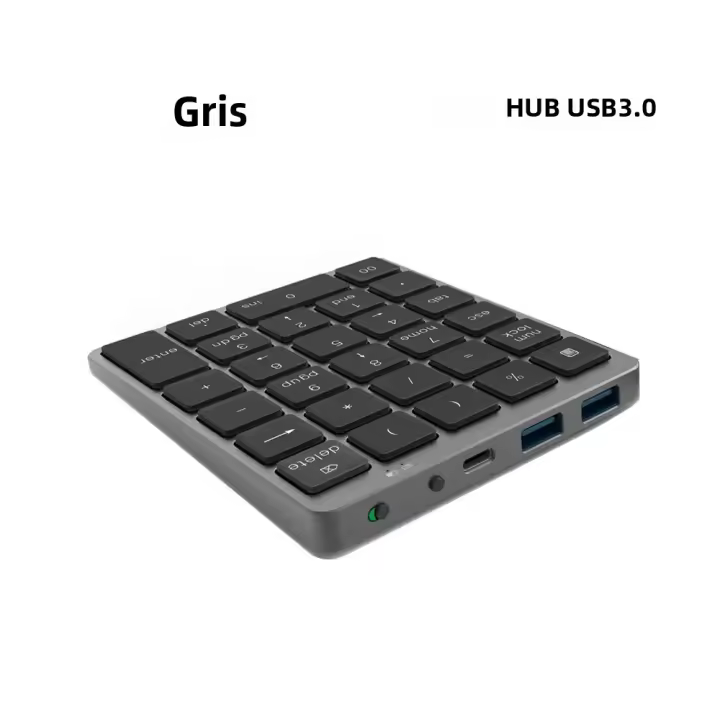 Jomaa Teclado Numérico Inalámbrico Bluetooth Con USB HUB Modos Doble Recargable Numpad Para Tablet Laptop Mini Teclado Ergonómico - 1
