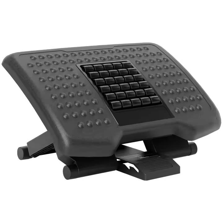 HOMCOM Reposapiés de Oficina Reposapiés con Altura y Ángulo Ajustable Reposa Pies con Superficie de Masaje y Almohadillas Antideslizantes para Estudio Hogar Negro - 1