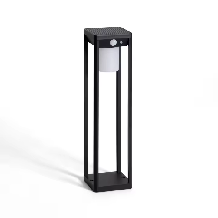 Ledkia Baliza de Pie Exterior Solar LED 2,5W 40cm Aluminio con Sensor de Movimiento Devah Negro - 1