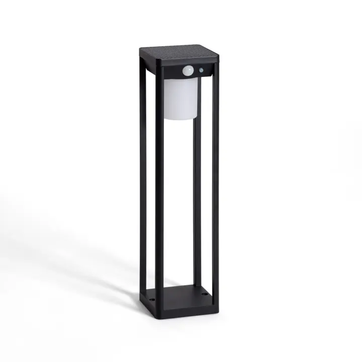 Ledkia Baliza de Pie Exterior Solar LED 2,5W 40cm Aluminio con Sensor de Movimiento Devah Negro - 1