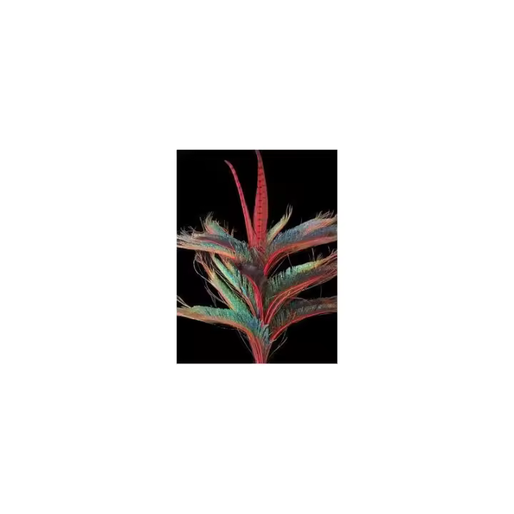 Montaje de Plumas de Faisán-pavo Real Rojo Floral para Decoración de Paredes y Mesas - 1