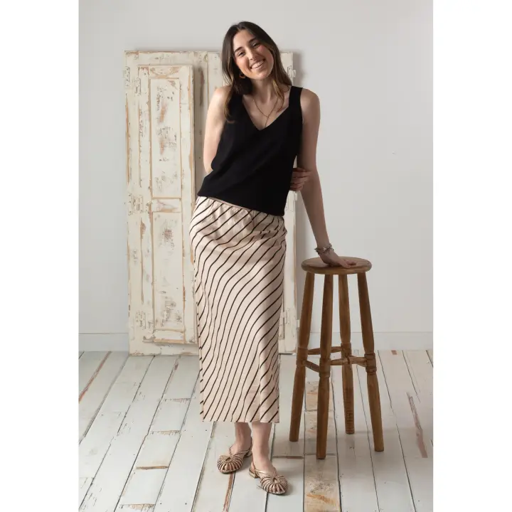 Yerse - 42813_103 - Falda Midi Recta Con Goma En La Cintura 100% Lyocell - Mujer - 1