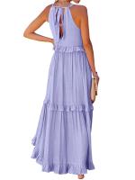 Vestido De Verano Para Mujer Con Camisola Y Falda Larga Estilo Europeo Y Americano Sin Mangas Cuello Redondo Polyester Spandex - details 23