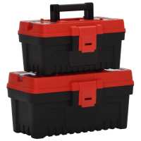 vidaXL Set de Cajas Herramientas (2 unidades) Polipropileno Negro y Rojo Maletín Dimensiones 36 x 19 x 18.5 cm, 55 x 27.5 x 28.5 cm - details 0