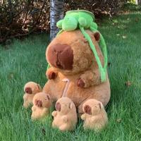 Juego De Peluches Capybara Mommy Con 4 Bebés Muñeco De Peluche Capybara Juguete De Cojín Y Mochila Para Niños Regalo De Navidad - details 0