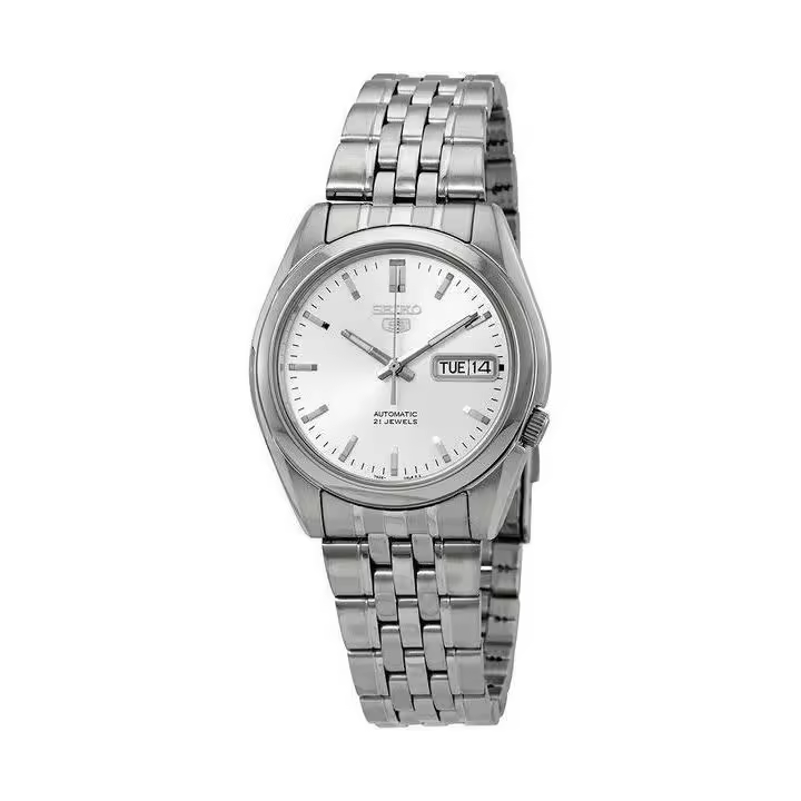 Reloj Automático hombre Seiko 5 SNK355K1 dial plata 37mm correa acero - 1