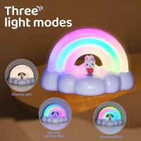 Lámpara De Noche LED Conejo Arcoíris Recargable Con 3 Modos De Iluminación Decoración De Habitación Para Bebés Luz Suave Para Dormir - details 2